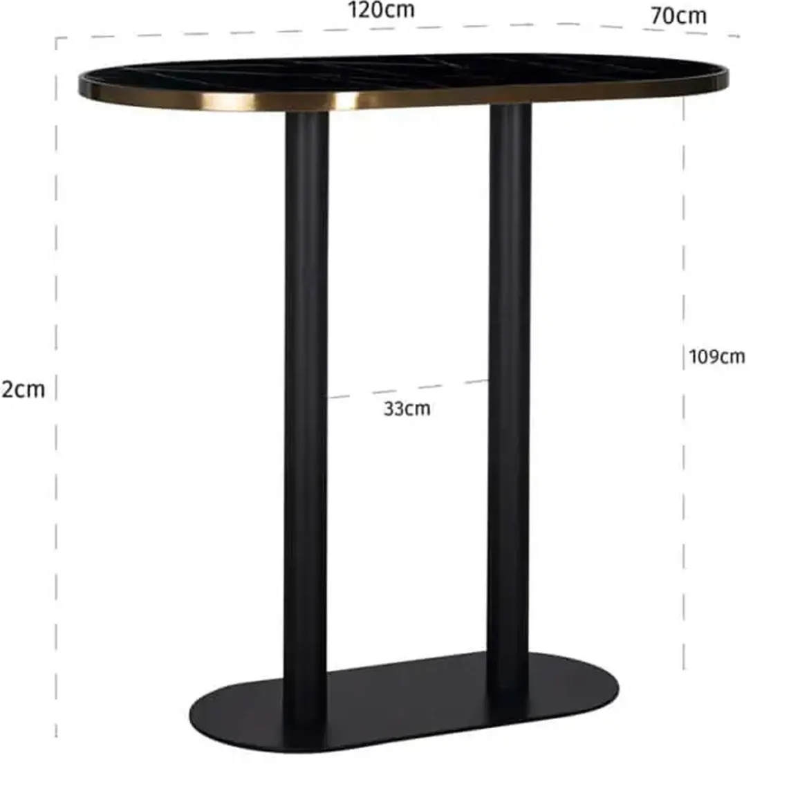 Ovale bartafel zwart marmer - Richmond Interiors Zenza