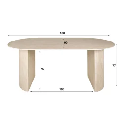 Ovale eettafel beige keramiek - Giani Arch Ceramic