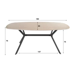 Ovale eettafel beige keramiek travertin - Giani Ceramic