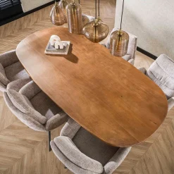 Ovale eettafel mangohout zandkleur - Giani Cliff
