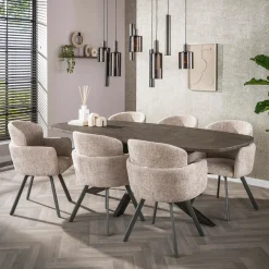 Ovale eettafel met brons blad - Giani Bronvik