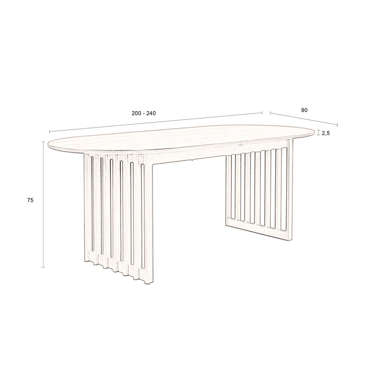 Ovale eettafel uitschuifbaar - Dutchbone Barlet