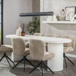 Ovale eettafel wit marmer composiet - Giani Arch Stone