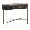 Ovale kaptafel ribbelhout met goud - Richmond Interiors Luxor