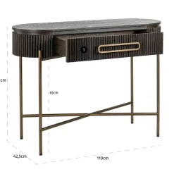 Ovale kaptafel ribbelhout met goud - Richmond Interiors Luxor