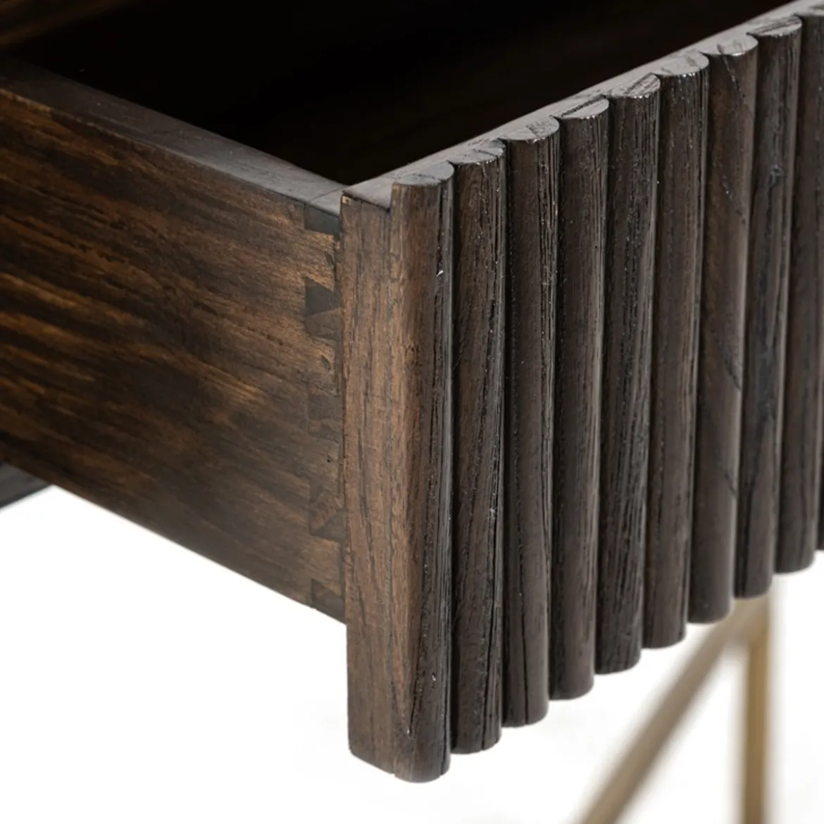 Ovale kaptafel ribbelhout met goud - Richmond Interiors Luxor