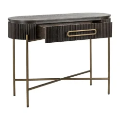 Ovale kaptafel ribbelhout met goud - Richmond Interiors Luxor