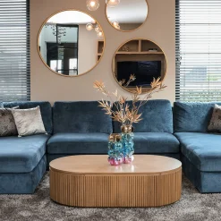 Ovale salontafel eiken met ribbels - Richmond Interiors Belfort