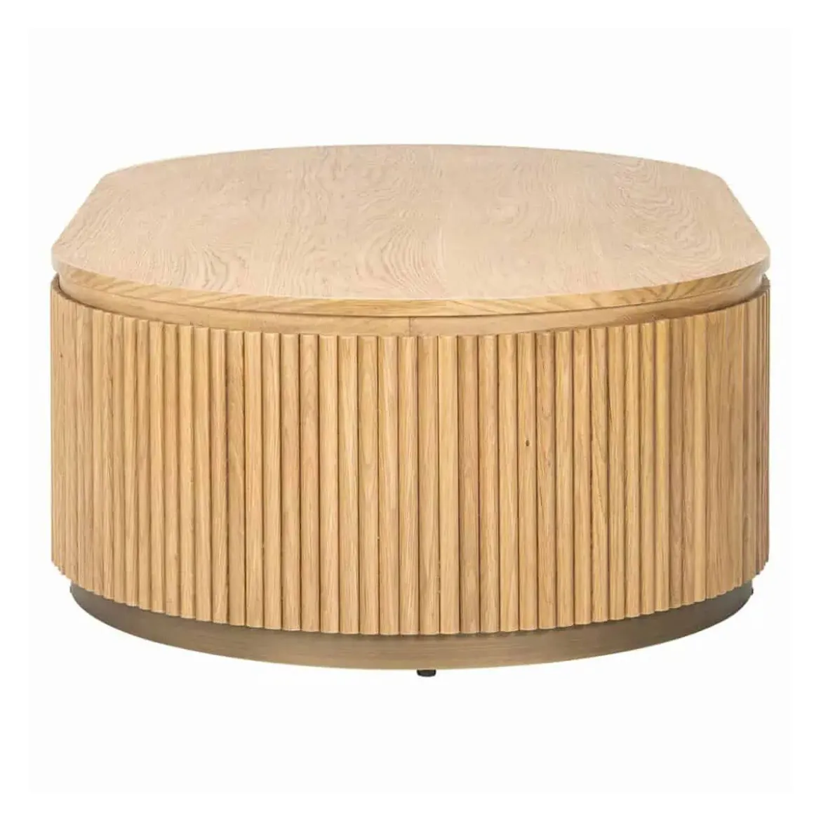 Ovale salontafel eiken met ribbels - Richmond Interiors Belfort