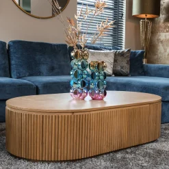 Ovale salontafel eiken met ribbels - Richmond Interiors Belfort