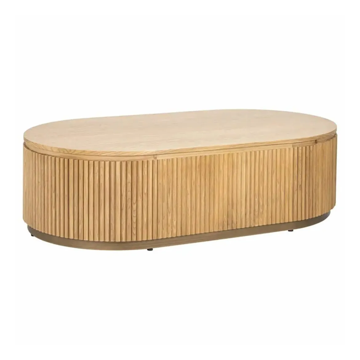 Ovale salontafel eiken met ribbels - Richmond Interiors Belfort