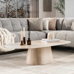 Ovale salontafel travertin - Giani Centro