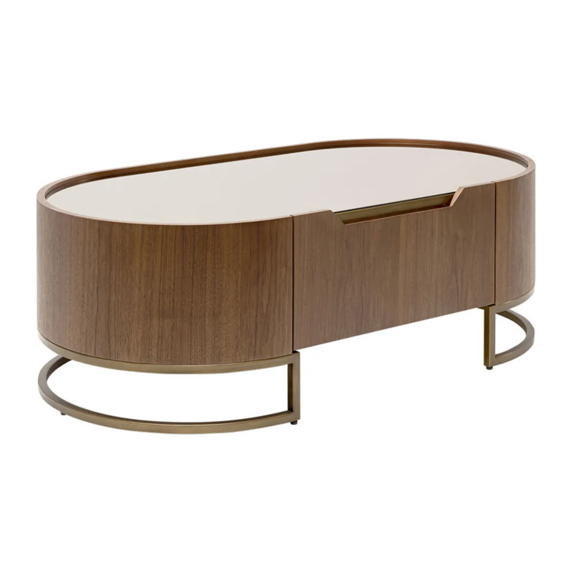 Ovale salontafel walnoot en messing - Kare Design Giorgio