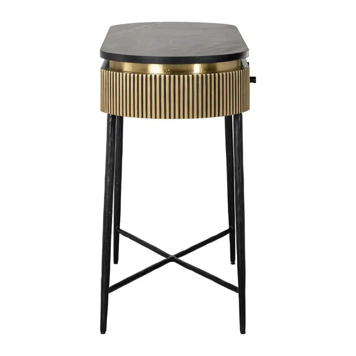 Ovale sidetable goud met ribbels - Richmond Interiors Ironville