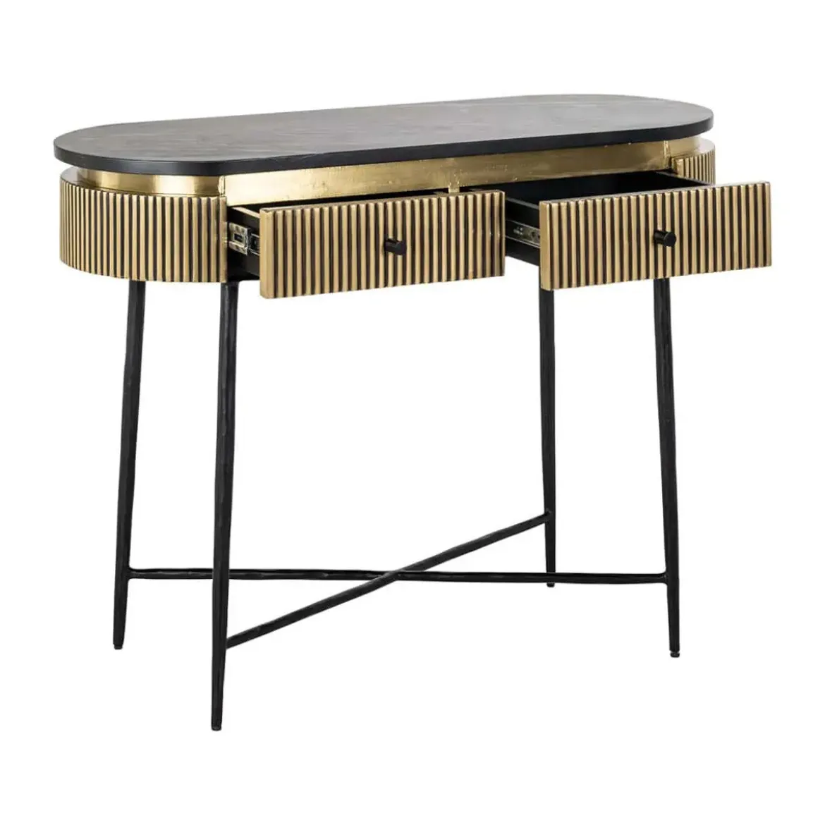Ovale sidetable goud met ribbels - Richmond Interiors Ironville