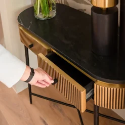 Ovale sidetable goud met ribbels - Richmond Interiors Ironville