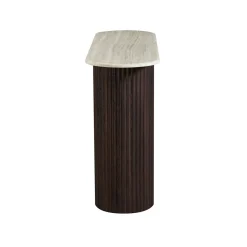 Ovale sidetable travertin en walnoot - Bodio Rizza