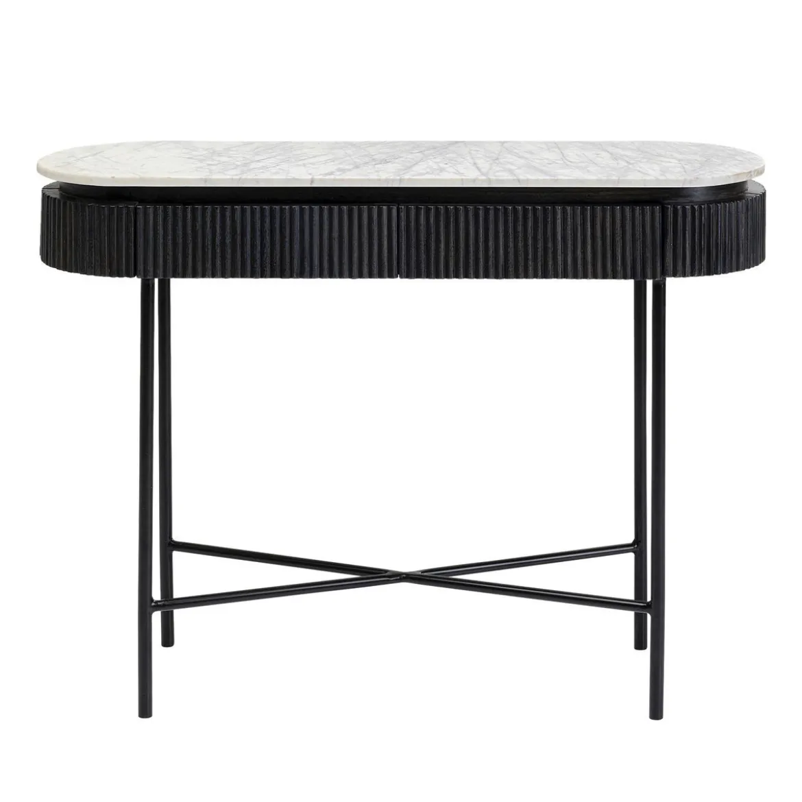 Ovale sidetable zwart met wit marmer - Kare Design Glenn