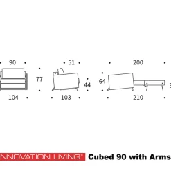 1-persoons slaapbank 90 - Innovation Living Cubed 90 Arm