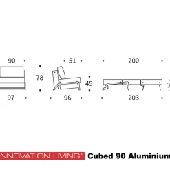 1-persoons slaapbank 90 - Innovation Living Cubed 90 Aluminium