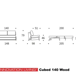 2-persoons slaapbank 140 - Innovation Living Cubed 140 Wood