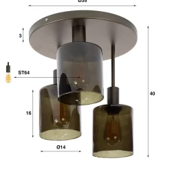 Plafondlamp 3-lichts bruin - Santa Sepiora
