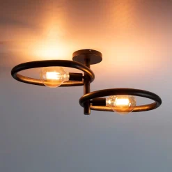 Plafondlamp 2-lichts zwart - Santa Pebble