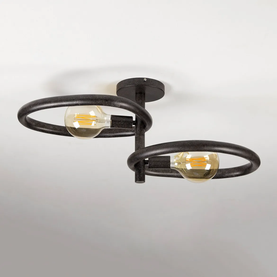 Plafondlamp 2-lichts zwart - Santa Pebble