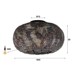 Plafondlamp zwart-bruin metaal 40 cm - Santa Armor