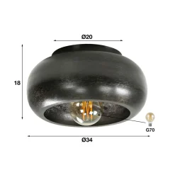 Plafondlamp zwart metaal - Santa Sky