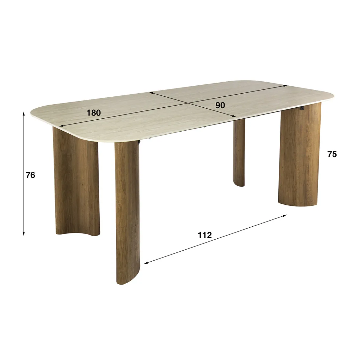 Rechthoekige eettafel met ronde hoeken - Giani Romano