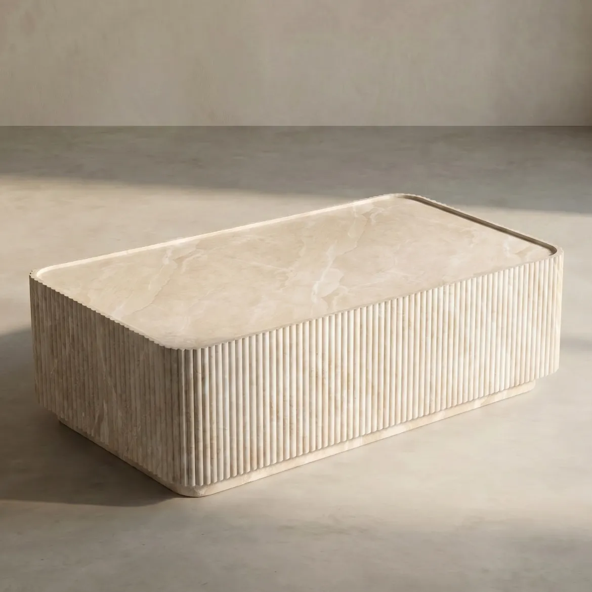 Rechthoekige salontafel beige steen - Bodio Mia