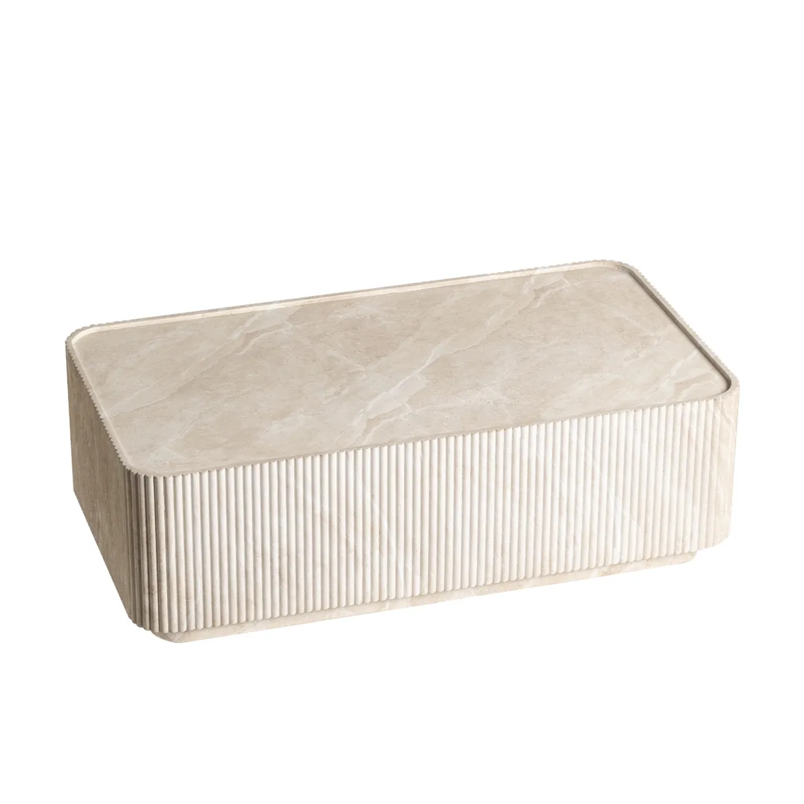 Rechthoekige salontafel beige steen - Bodio Mia