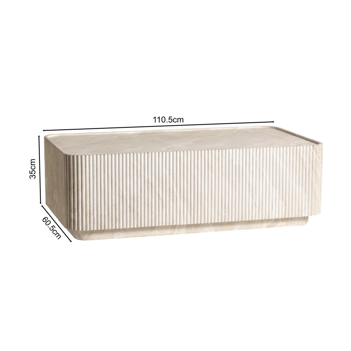 Rechthoekige salontafel beige steen - Bodio Mia