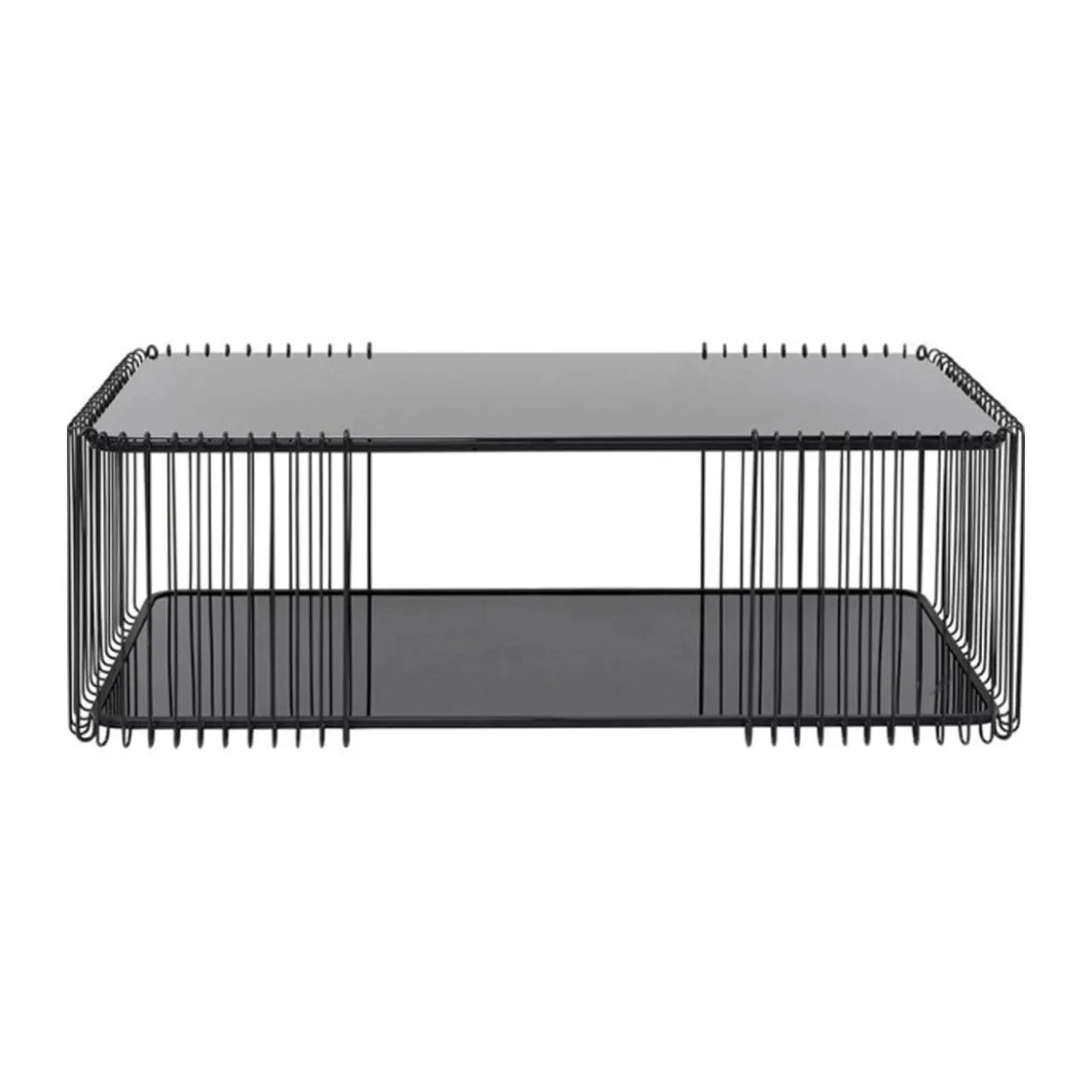 Rechthoekige salontafel met glasplaat - Kare Design Wire Double