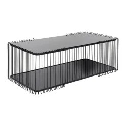 Rechthoekige salontafel met glasplaat - Kare Design Wire Double