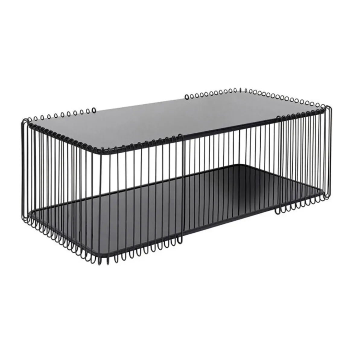 Rechthoekige salontafel met glasplaat - Kare Design Wire Double