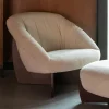 Retro fauteuil beige walnoot - Dutchbone Emilius