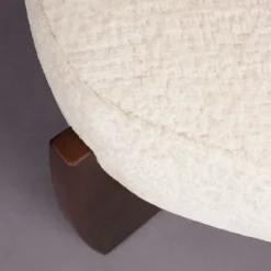 Retro poef beige walnoot - Dutchbone Emilius