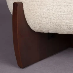 Retro poef beige walnoot - Dutchbone Emilius