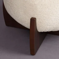 Retro poef beige walnoot - Dutchbone Emilius