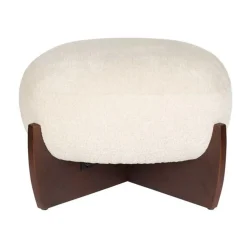 Retro poef beige walnoot - Dutchbone Emilius