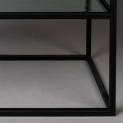 Ribbelglas vitrinekastje zwart - Dutchbone Boli