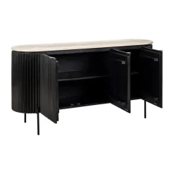 Ribbelhout dressoir met travertin blad - Richmond Interiors Hampton