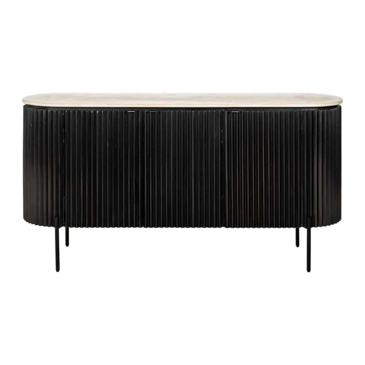 Ribbelhout dressoir met travertin blad - Richmond Interiors Hampton