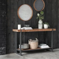 Robuuste sidetable teak naturel - DTP Home Timeless Beam