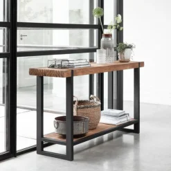 Robuuste sidetable teak naturel - DTP Home Timeless Beam