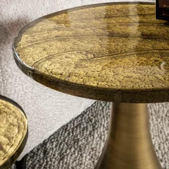 Ronde bijzettafel goudkleurig glas - Giani Eclipse