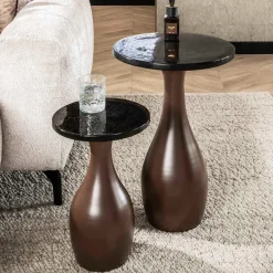 Ronde bijzettafel koperbruin glas - Giani Eclipse