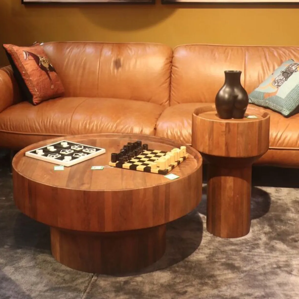 Ronde bijzettafel mangohout 35 cm - Kare Design Tessa